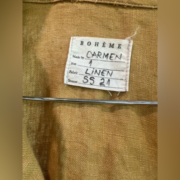 Boheme Goods Ochre Linen Tie Dress - Picture 3 of 3
